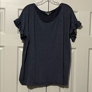 Max Studio Women's Blue Ruffle Sleeve Top